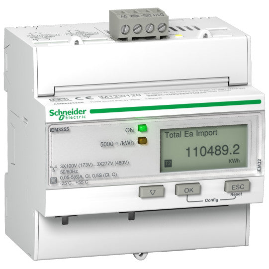 Schneider Electric Acti 9 iEM3255 energy meter - CT - Modbus - 1 digital I - 1 digital O - multi-tariff - MID - A9MEM3255