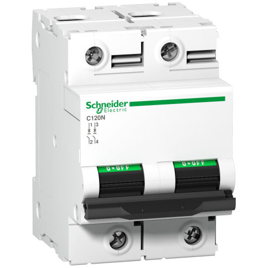 Schneider Electric Acti 9 Miniature circuit-breaker, Acti9 C120N, 2P, 100 A, C curve, 10000 A (IEC 60898-1), 10 kA (IEC 60947-2) - A9N18362