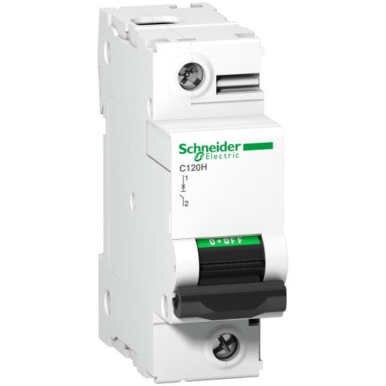 Schneider Electric Acti 9 Miniature circuit-breaker, Acti9 C120H, 1P, 125 A, C curve, 15000 A (IEC 60898-1), 15 kA (IEC 60947-2) - A9N18448