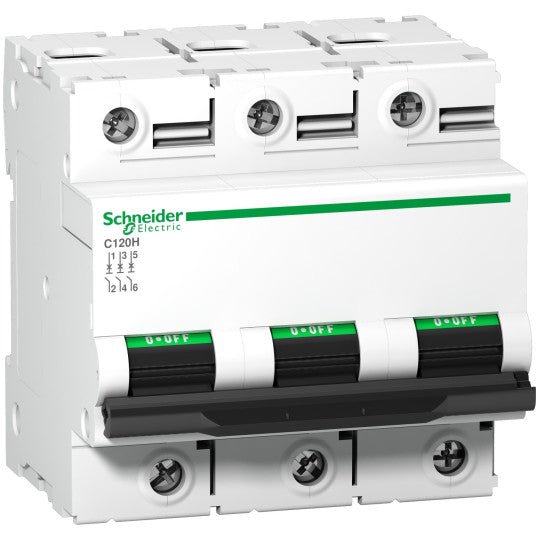 Schneider Electric Acti 9 Miniature circuit-breaker, Acti9 C120H, 3P, 63 A, C curve, 15000 A (IEC 60898-1), 15 kA (IEC 60947-2) - A9N18467