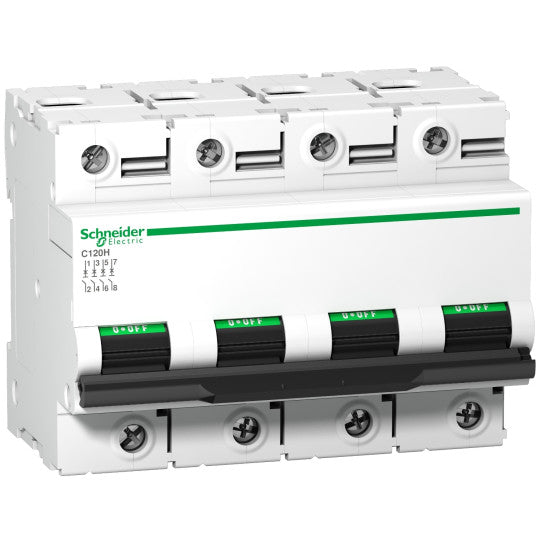 Schneider Electric Acti 9 Miniature circuit-breaker, Acti9 C120H, 4P, 80 A, C curve, 15000 A (IEC 60898-1), 15 kA (IEC 60947-2) - A9N18479