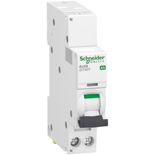Schneider Electric Acti9 Miniature circuit-breaker, Acti9 iDT40T XA, 1P+N, 25 A, C curve, 4500 A (IEC 60898-1), 6 kA (IEC 60947-2) - A9PA2625