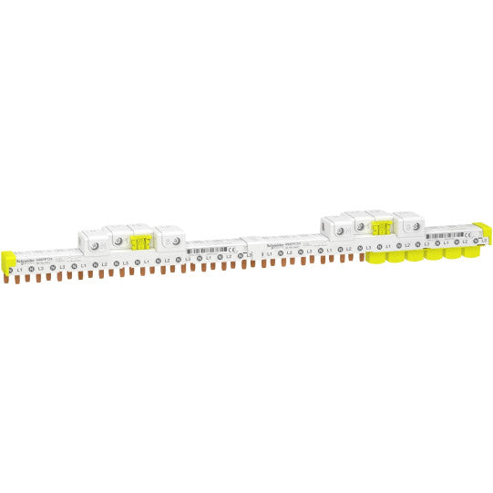 Schneider Electric Acti9 comb busbar, Acti9, 3P+N balanced, 9 mm pitch, 24 modules, 63 A - A9XPP724