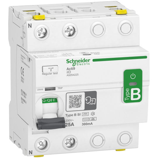Schneider Electric Acti9 Acti9 iID - Residual Current Circuit Breaker - 2P - 25A - 300mA - B-SI type - A9Z64225