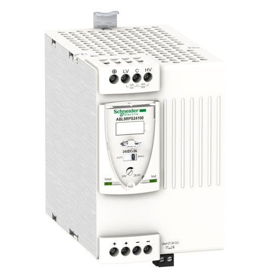 Schneider Electric SCHNEIDER regulated SMPS - 1 or 2-phase - 100..500 V - 24 V - 10 A - ABL8RPS24100