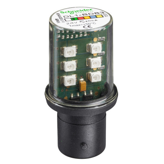 Schneider Electric SCHNEIDER Protected LED bulb, BA 15d, green, steady light, 24 V AC/DC - DL1BDB3