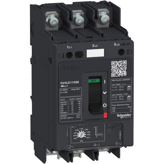Schneider Electric TeSys TeSys GV4 - magnetic circuit breaker - 50A 3P - with compression lug - GV4LE50N6