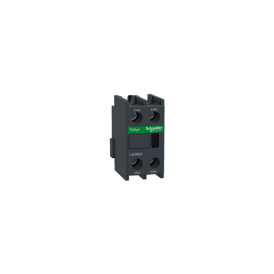 Schneider Electric TeSys Auxiliary contact block, TeSys D, 2NC, front mounting, screw clamp terminals - LADN02