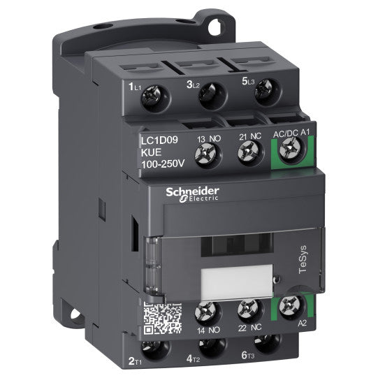 Schneider Electric TeSys TeSys D contactor - 3P - <= 440 V - 9 A AC-3 - 100...250 V AC/DC coil - LC1D09KUE