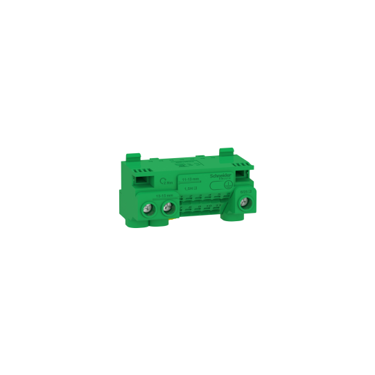 Schneider Electric Linergy Earth terminal block, Linergy, screw and screwless terminals, 14 holes, 3x25 mm² + 11x4 mm², with jumper - LGYT1E14