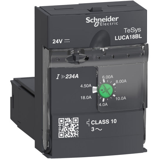 Schneider Electric TeSys Standard control unit, TeSys U, 4.5-18A, 3P motors, thermal magnetic protection, class 10, coil 24V DC - LUCA18BL