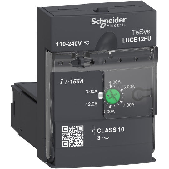 Schneider Electric TeSys Advanced control unit, TeSys U, 3-12A, 3P motors, protection & diagnostic, class 10, coil 110-240V AC/DC - LUCB12FU