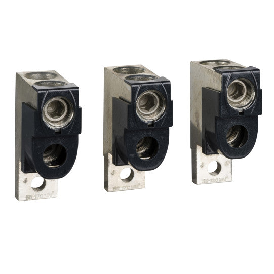 Schneider Electric SCHNEIDER aluminium bare cable connectors, ComPact NSX, EasyPact CVS, for 2 cables 50 mm² to 120 mm², 250 A, set of 3 parts - LV429218