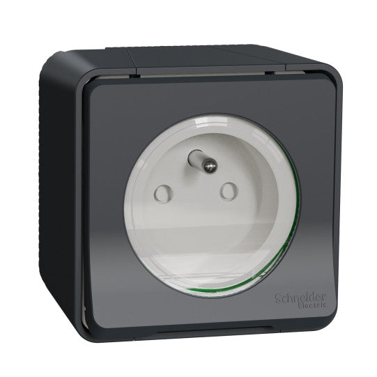 Schneider Electric SCHNEIDER Socket-outlet, Mureva Styl, 2P + E with shutters, pin earth, 16A, 250V, surface, grey - MUR36030