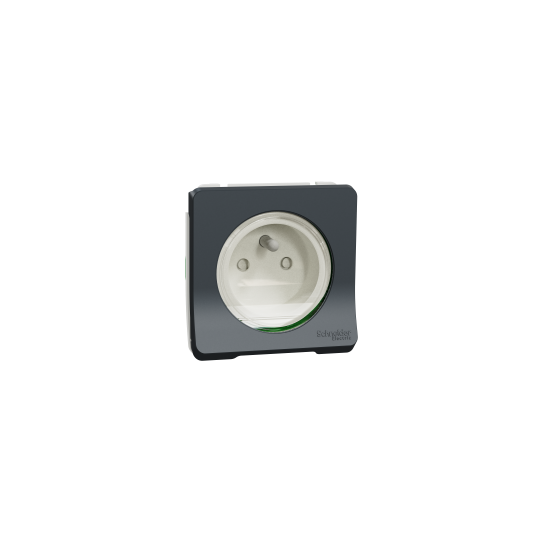 Schneider Electric Mureva Styl Socket-outlet, Mureva Styl, 2P + E with shutters, pin earth, 16A, 250V, flush, grey - MUR36133