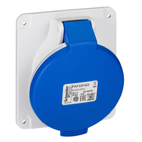 Schneider Electric PratiKa ((*)) PratiKa socket - screw - angled - 32A - 2P + E - 200...250 V AC - panel - PKF32F423