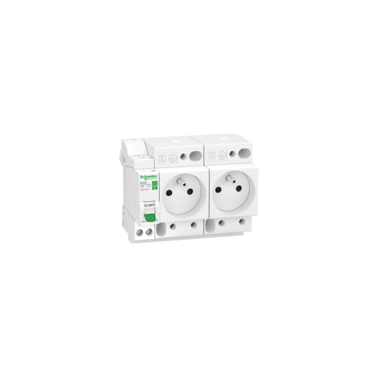 Schneider Electric Resi9 Resi9 XE - breaker with modular socket-outlet - 2 x 1P+N+E - 16 A - 250 V - R9ECS616