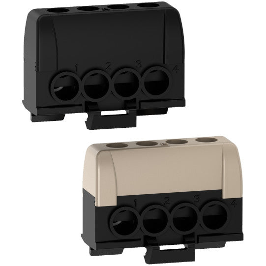 Schneider Electric Resi9 Phase terminal block, Resi9, screw terminals, 2 insulated terminal bars, 8 holes, 2x(4x16 mm²) - R9H13405P