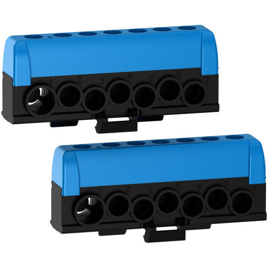 Schneider Electric Resi9 Neutral terminal block, Resi9, screw terminals, 2 insulated terminal bars, 14 holes, 2x(1x35 mm² + 6x16 mm²) - R9H13411N