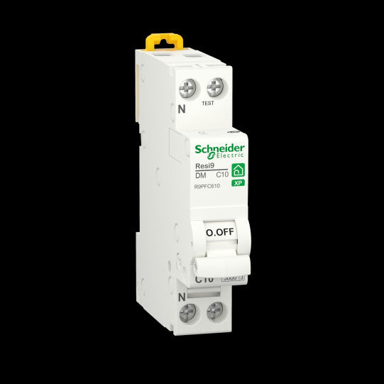 Schneider Electric Resi9 Miniature circuit-breaker, Resi9 DM, 1P + N, 10 A, C Curve, 230 V, 3000 A - R9PFC610