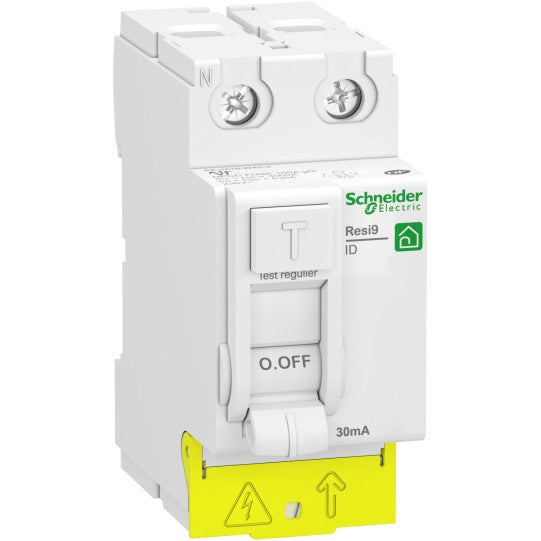 Schneider Electric Resi9 Residual current circuit breaker (RCCB), Resi9 XP ID, 2P, 25A, AC type, 30mA, 230VAC, 2 modules - R9PRC225