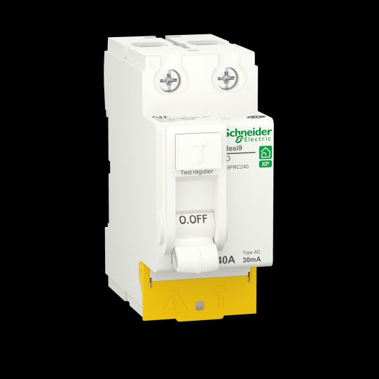 Schneider Electric Resi9 Residual current circuit breaker (RCCB), Resi9 XP ID, 2P, 40A, AC type, 30mA, 230VAC, 2 modules - R9PRC240
