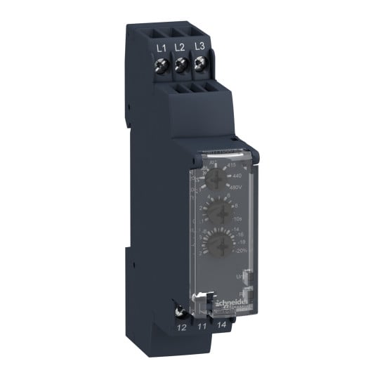 Schneider Electric SCHNEIDER Modular multifunction 3-phase supply control relay, 5 A, 1 CO, 208...480 V AC - RM17TU00