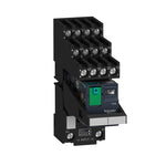 Schneider Electric SCHNEIDER Harmony, Miniature plug-in relay pre-assembled, 6 A, 4 CO, with lockable test button, separate terminals socket, 24 V DC - RXM4AB1BDPVS