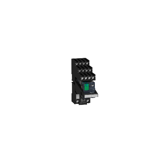 Schneider Electric SCHNEIDER Harmony, Miniature plug-in relay pre-assembled, 6 A, 4 CO, with LED, with lockable test button, separate terminals socket, 24 V DC - RXM4AB2BDPVS