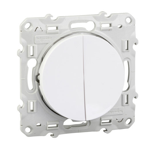 Schneider Electric Odace Odace, switch 2 x 1-pole 2-way, 10 AX, white lightable - S520214