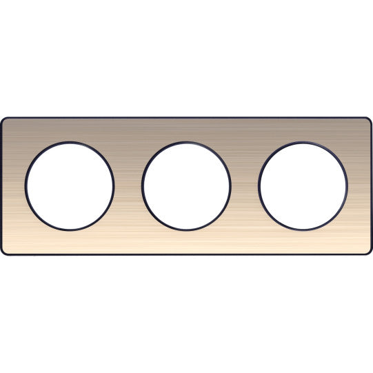 Schneider Electric Odace Odace - Touch - cover frame - 3 gangs H/V71 - metal brushed bronze&anthra border - S540806L
