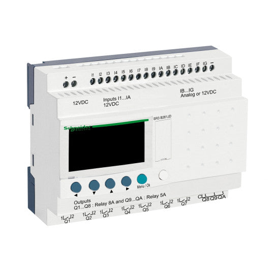 Schneider Electric SCHNEIDER modular smart relay Zelio Logic - 26 I O - 12V DC - clock - display - SR3B261JD