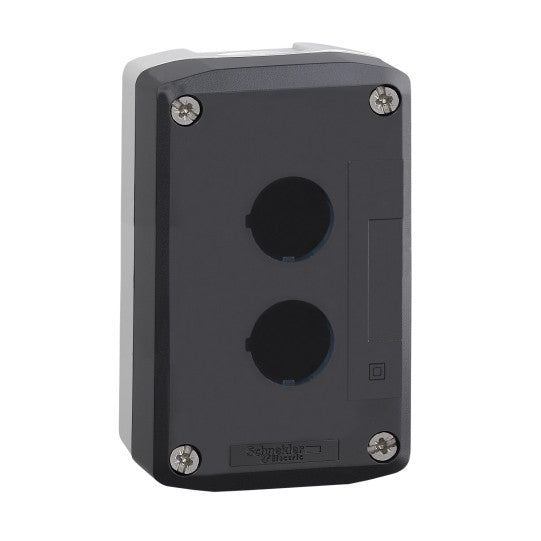 Schneider Electric SCHNEIDER Empty enclosure, plastic, dark grey lid, for push button Ø22, 2 cut-outs - XALD02
