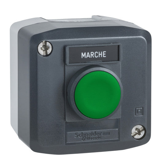 Schneider Electric SCHNEIDER dark grey station - 1 green flush pushbutton Ø22 spring return 1NO "Marche" - XALD101