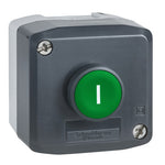 Schneider Electric SCHNEIDER Control station, plastic, dark grey lid, 1 green flush push button Ø22, spring return, marked I, 1 NO - XALD102