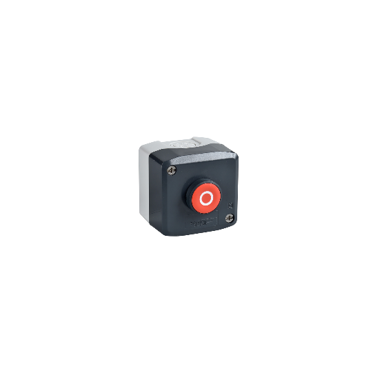 Schneider Electric SCHNEIDER Complete control station, Harmony XALD, dark grey, 1 red flush pushbutton, 22mm, spring return, 1NO + 1NC, marked O - XALD112E