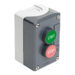 Schneider Electric SCHNEIDER Control station, plastic, dark grey lid, 2 flush push buttons Ø22, marked START STOP, 1 NO + 1 NC - XALD215