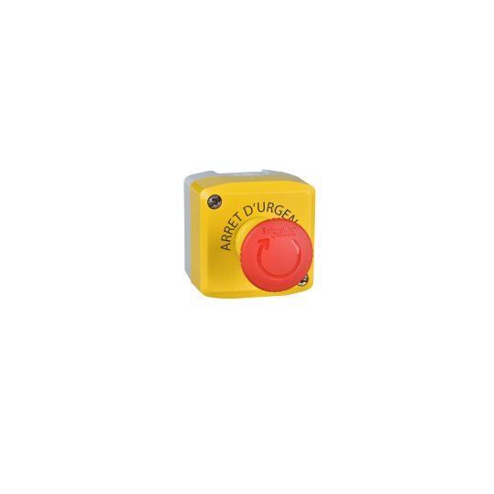 Schneider Electric SCHNEIDER Control station, Harmony XALK, plastic, yellow lid, 1 red mushroom push button 40mm, turn to release, 1NC, marked PARADA DE EMERGENCIA - XALK17814