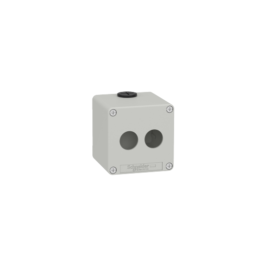 Schneider Electric SCHNEIDER Harmony XAP, XB2 SL, Empty control station, zinc alloy, grey, M20, 2 cut-outs 22mm, 80 x 80 x 77, UL cULus - XAPD1502