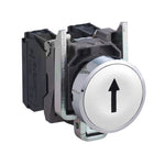 Schneider Electric SCHNEIDER Push button, metal, flush, white, Ø22, spring return, marked UP ARROW, 1 NO - XB4BA3341