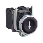 Schneider Electric SCHNEIDER Push button, metal, flush, black, Ø22, spring return, marked DOWN ARROW, 1 NO - XB4BA3351