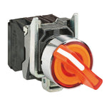Schneider Electric SCHNEIDER Harmony XB4, Illuminated selector switch, metal, orange, Ø22, 3 positions, stay put, 24 V AC/DC, 1 NO + 1 NC - XB4BK135B5