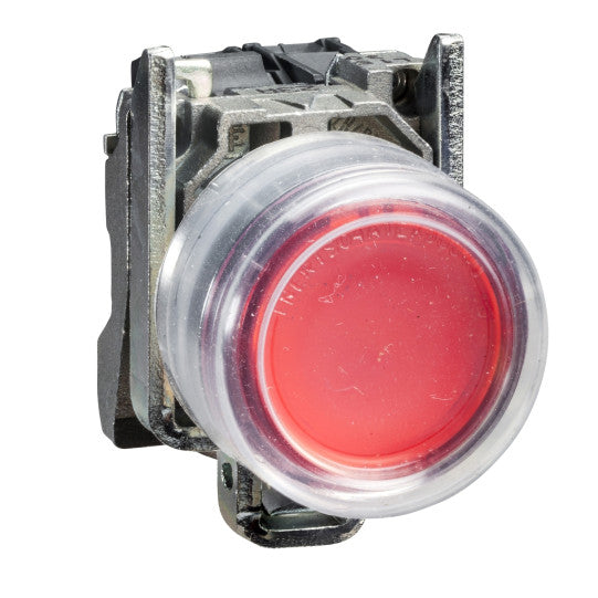 Schneider Electric SCHNEIDER Complete illuminated push button, Harmony XB4, metal, flush, red, Ø22 mm, spring return, booted, 24...120 V AC/DC, 1 NO, ATEX - XB4BP483BG5EX