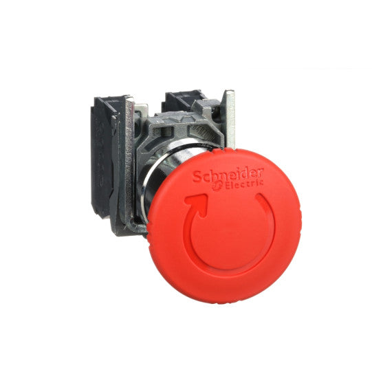 Schneider Electric SCHNEIDER Emergency stop switching off, metal, red mushroom, Ø40, Ø22, trigger latching turn to release, 1 NO + 1 NC - XB4BS8445