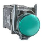 Schneider Electric SCHNEIDER green complete pilot light Ø22 plain lens with BA9s bulb 230...240V - XB4BV43