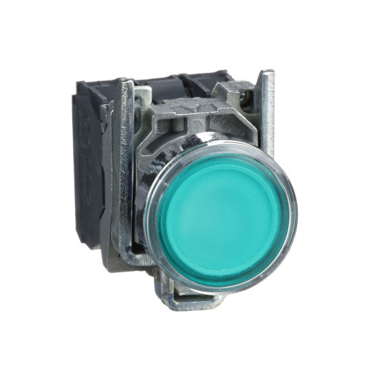 Schneider Electric SCHNEIDER Illuminated push button, metal, flush, green, Ø22, spring return, 1 NO + 1 NC 24 V AC/DC - XB4BW33B5