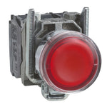 Schneider Electric SCHNEIDER Harmony XB4, Illuminated push button, metal, flush, red, Ø22, spring return, 230...240 V AC, 1 NO + 1 NC - XB4BW34M5