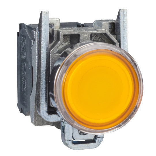 Schneider Electric SCHNEIDER Illuminated push button, metal, flush, orange, Ø22, spring return, 1 NO + 1 NC 24 V AC/DC - XB4BW35B5