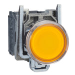 Schneider Electric SCHNEIDER Illuminated push button, metal, flush, orange, Ø22, spring return, 230...240 V AC, 1 NO + 1 NC - XB4BW35M5