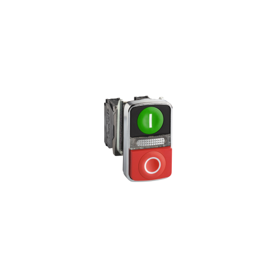 Schneider Electric SCHNEIDER Harmony bt-pous Ø22 double touche, ressort rap vert+rouge, lum blanche 120V-IP66 - XB4BW73731G5